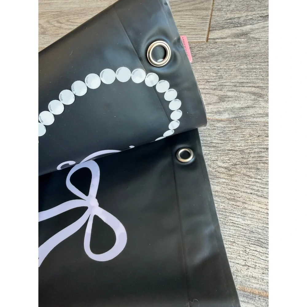 Juicy Couture Shower Curtain Liner 70x72 Black Pearl Heart Bow PEVA NWT Monogram